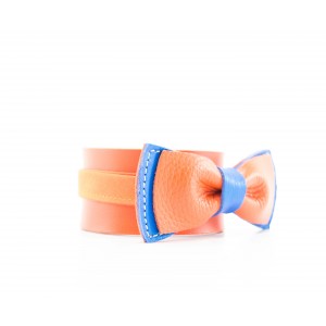 noeud papillon en cuir | orange & bleu